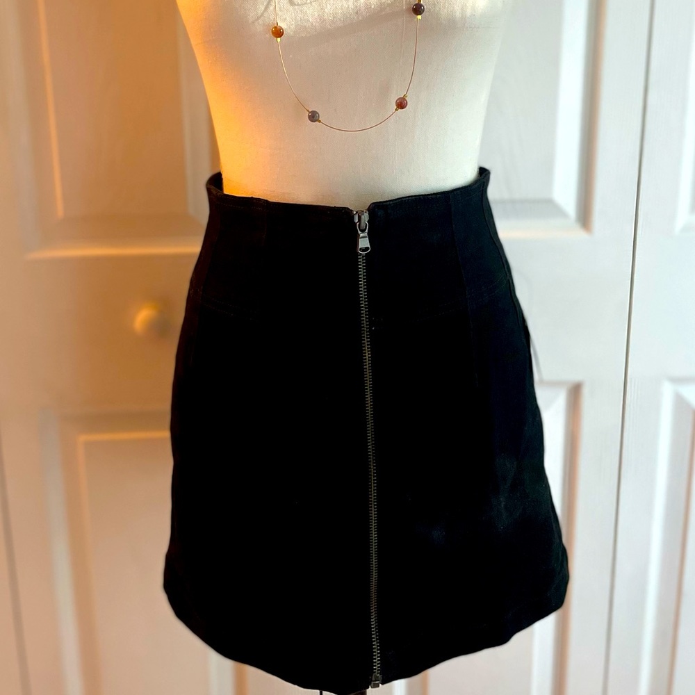 free people* zip up jean high-rise mini skirt: Size 28